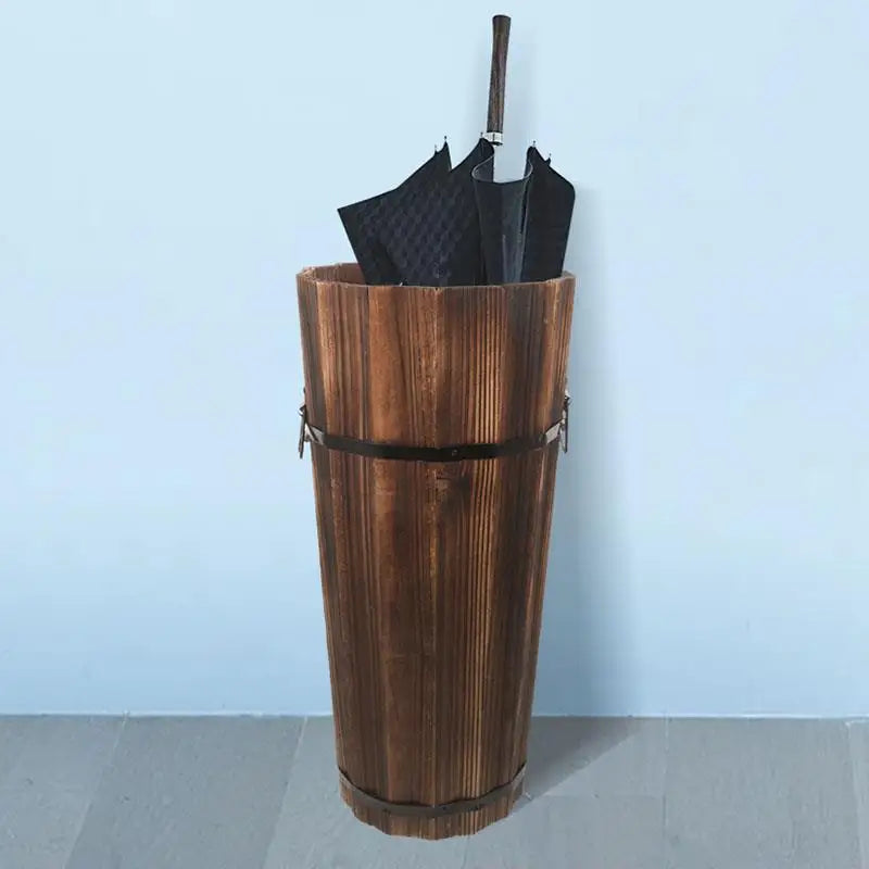 Nuevo soporte de cubo de paraguas de madera, bastón de vinagre para Hotel, estantes de mimbre para entrada, soporte para ahorro de espacio al aire libre, oficina