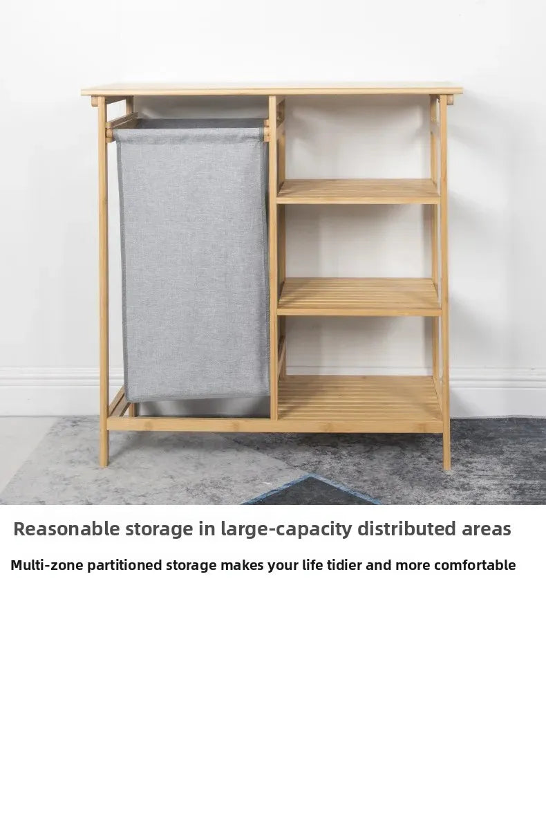 Cesta de lavandería multifuncional de tela de bambú, estante de almacenamiento ordenado para dormitorio, sala de estar, solución organizadora de baño