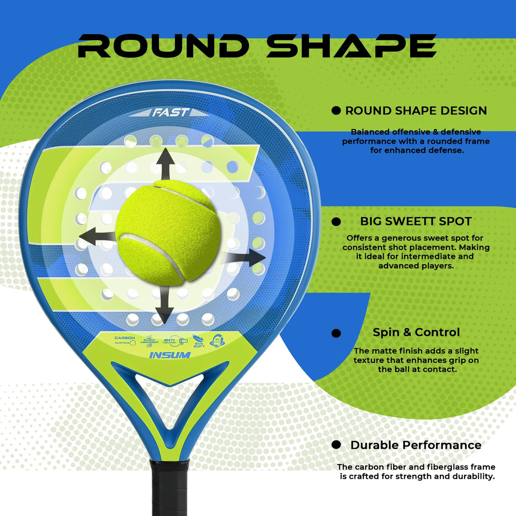 Raquetas de tenis Padel con núcleo de espuma flexible con memoria EVA y superficie de microtextura mate 3D para equipos deportivos de rendimiento mejorado