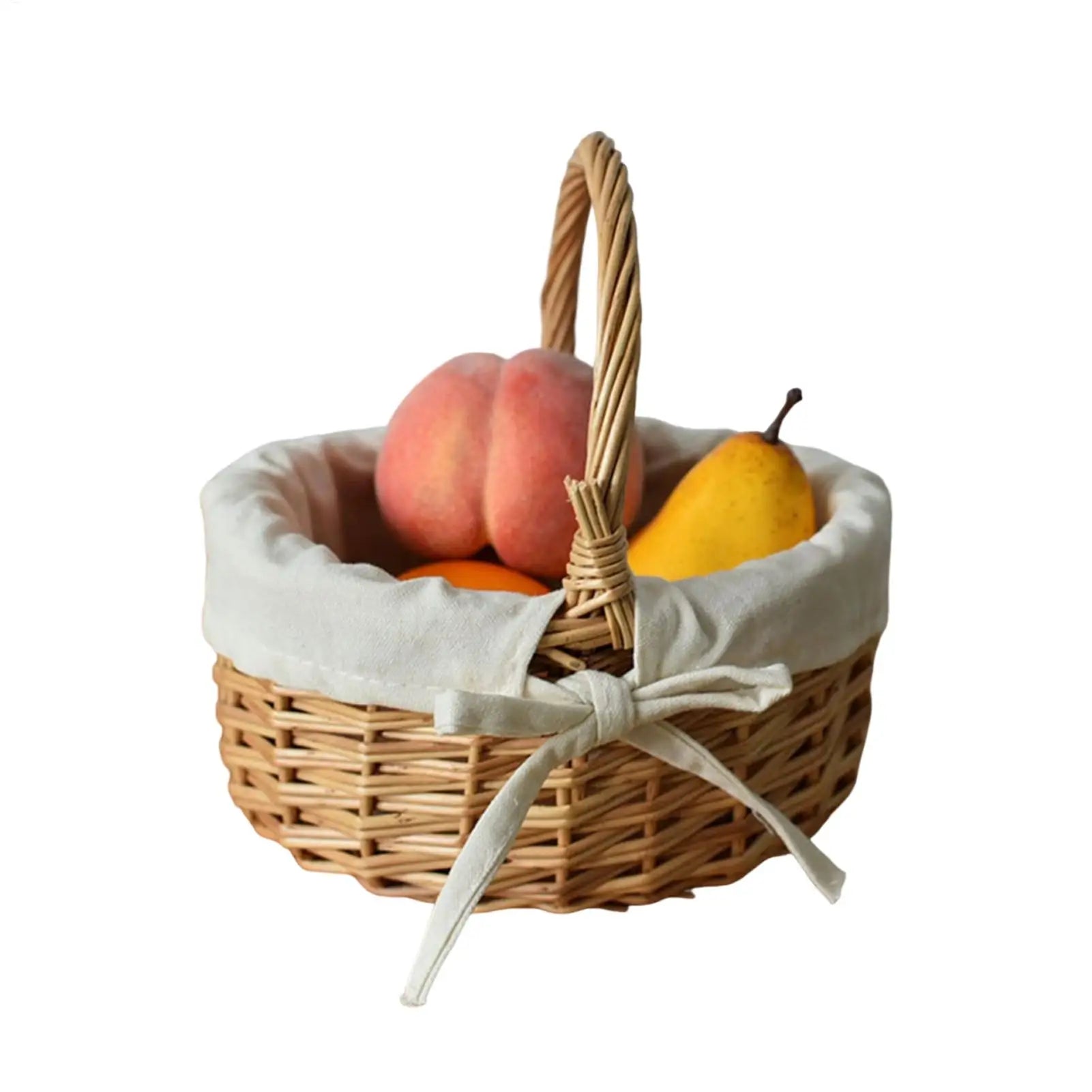Cesta tejida con asa, cesta decorativa para almacenamiento de Pascua, elegantes cestas para alimentos con forro de tela para frutas, flores y juguetes