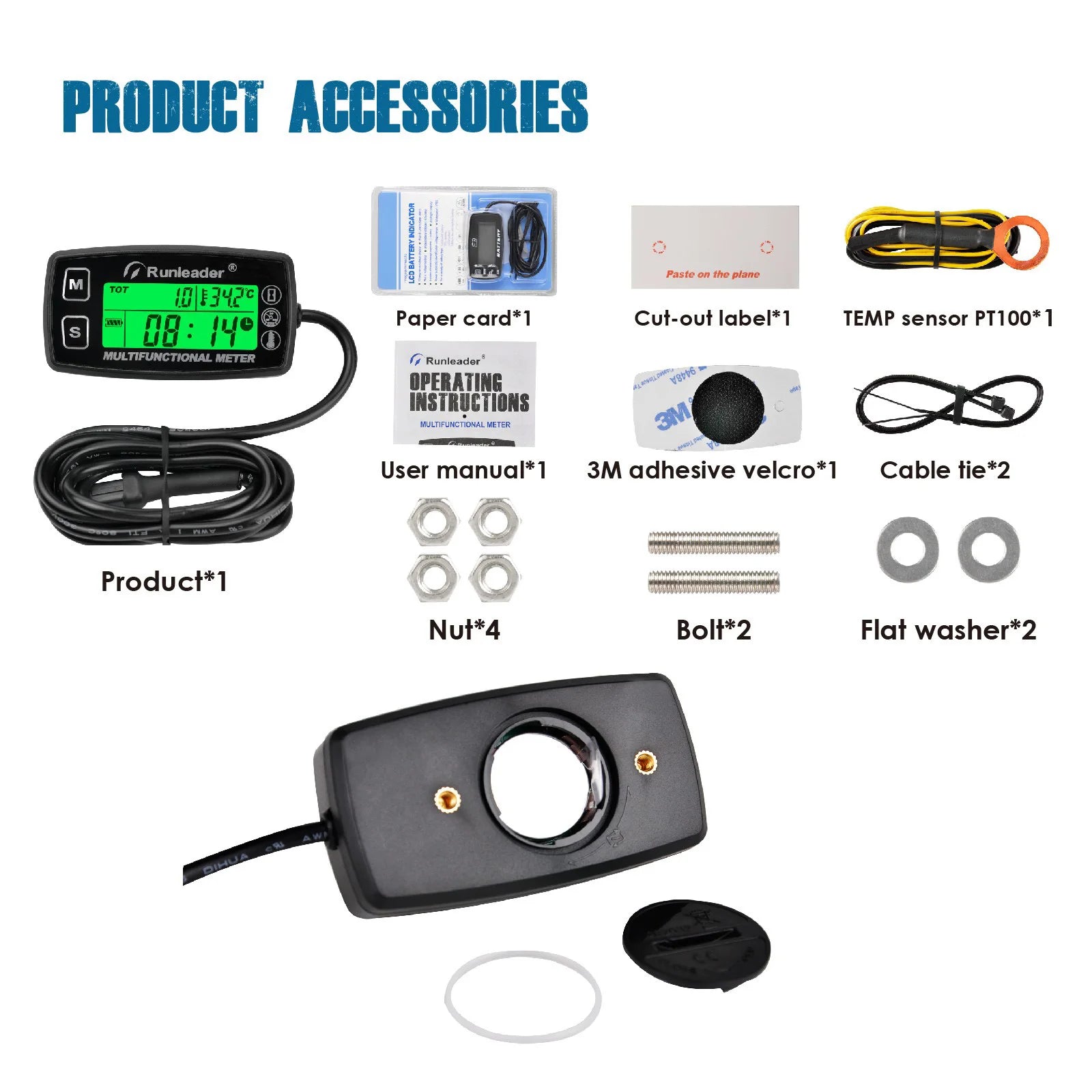 Medidor de temperatura Digital RPM para motor de Gas, moto, Jet Ski, Buggy, SnowblowTractor, Pit Bike, Paramotor