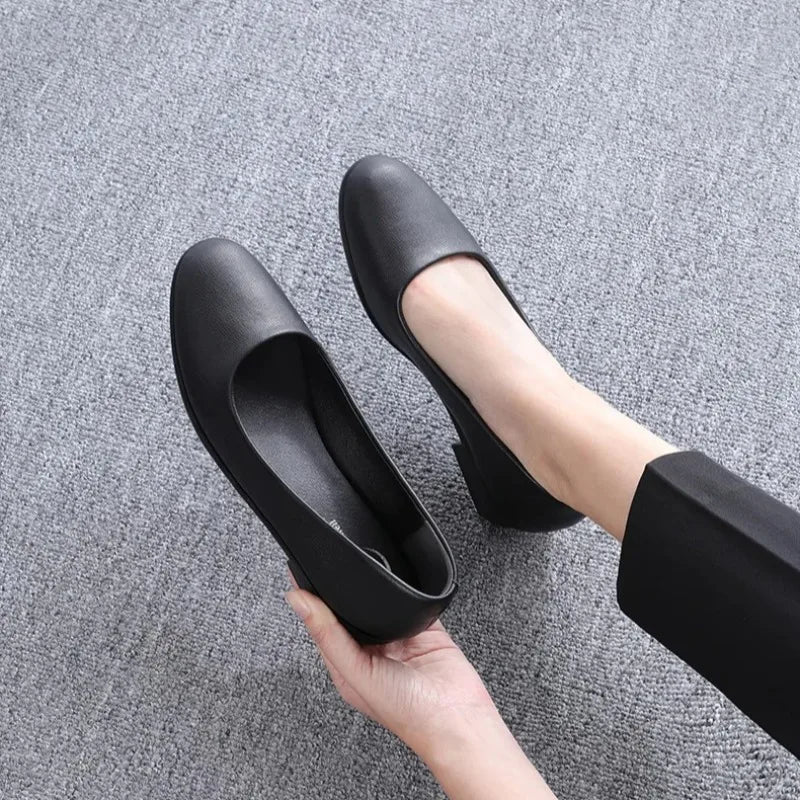 Zapatos De Mujer De suela blanda a la moda, Zapatos De trabajo cómodos para el trabajo, Zapatos De tacón grueso para Mujer, Zapatos antideslizantes De Mujer