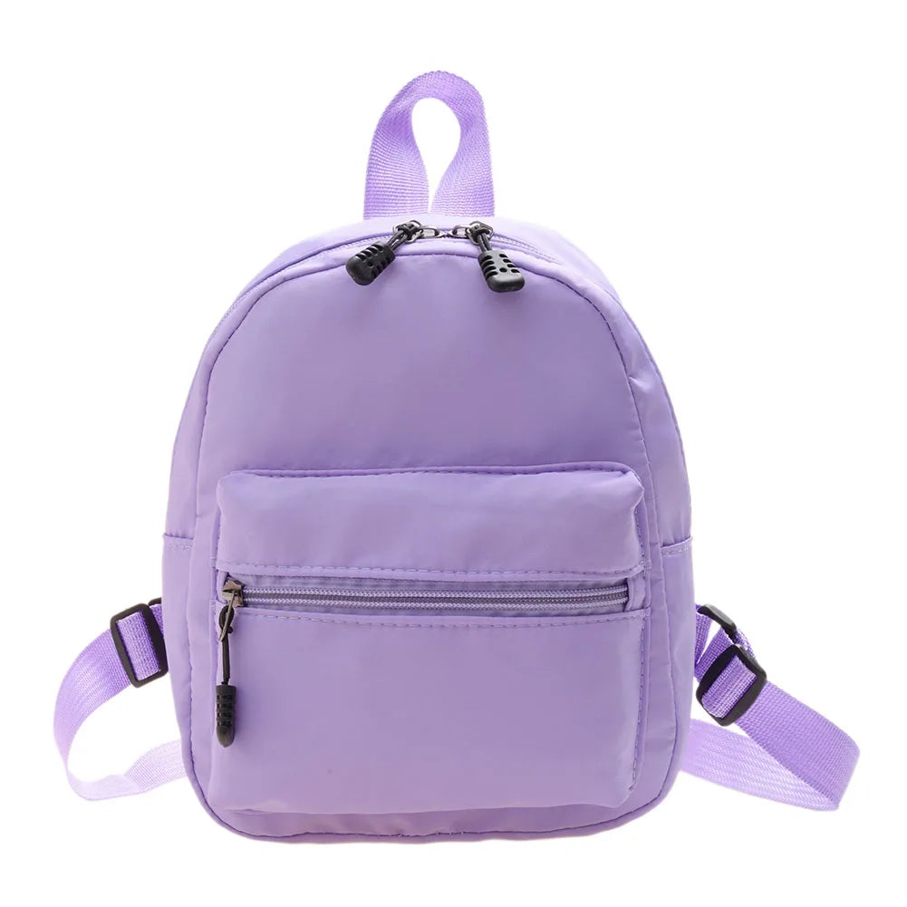 Mochila de nailon para mujer, Mini mochila de estilo Preppy, Color sólido, a la moda