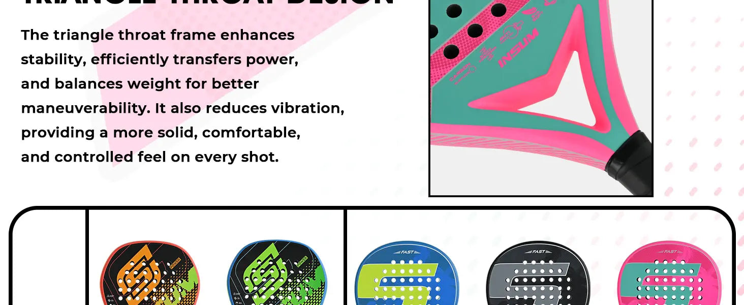 Raqueta de Pádel de Fibra de Carbono, Forma Redonda, Núcleo de EVA, Alto Control, Raqueta de Tenis de Pádel para Jugadores Principiantes