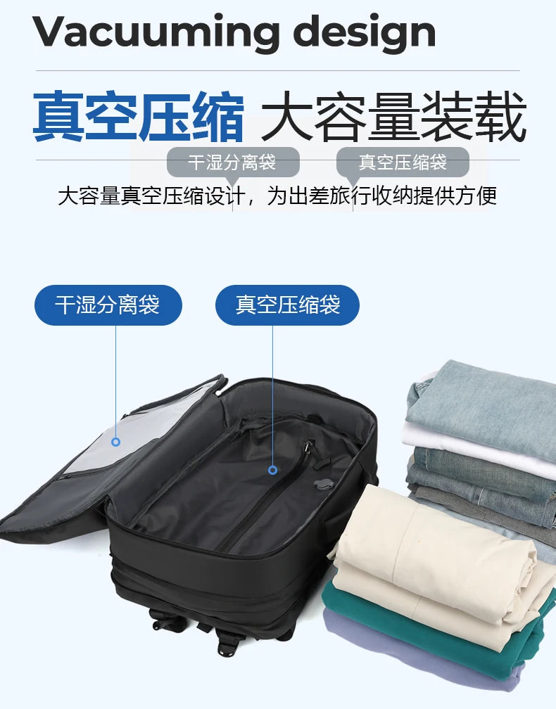 Mochila para hombre, bolsa de viaje multifuncional, compresión al vacío, impermeable, para viajes de negocios, nueva mochila para parejas