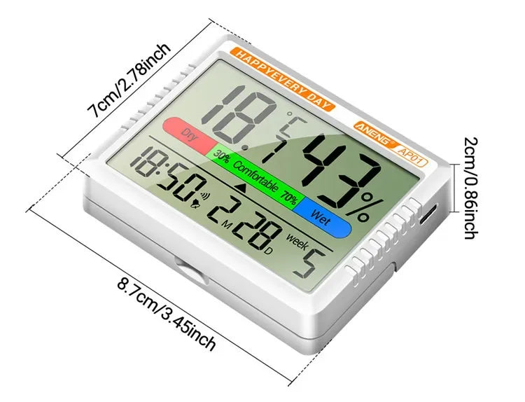 Termómetro de aire inteligente, higrómetro, reloj multifunción, pantalla Digital, Sensor de estación meteorológica para el hogar, interior y exterior