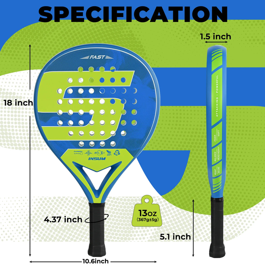 Raquetas de tenis Padel con núcleo de espuma flexible con memoria EVA y superficie de microtextura mate 3D para equipos deportivos de rendimiento mejorado