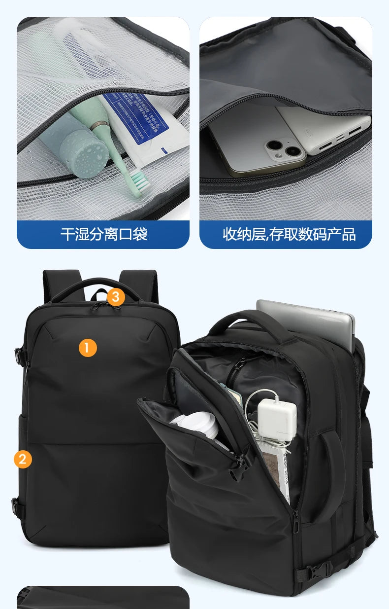 Mochila para hombre, bolsa de viaje multifuncional, compresión al vacío, impermeable, para viajes de negocios, nueva mochila para parejas