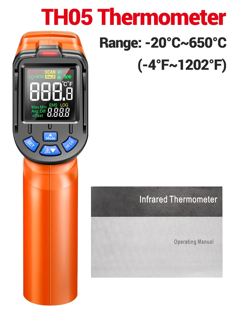 Termómetro Infrarrojo Digital Sin Contacto -20~650 ℃   ANENG TH05 IR láser Termometro pirómetro pistola láser medidor de temperatura herramientas