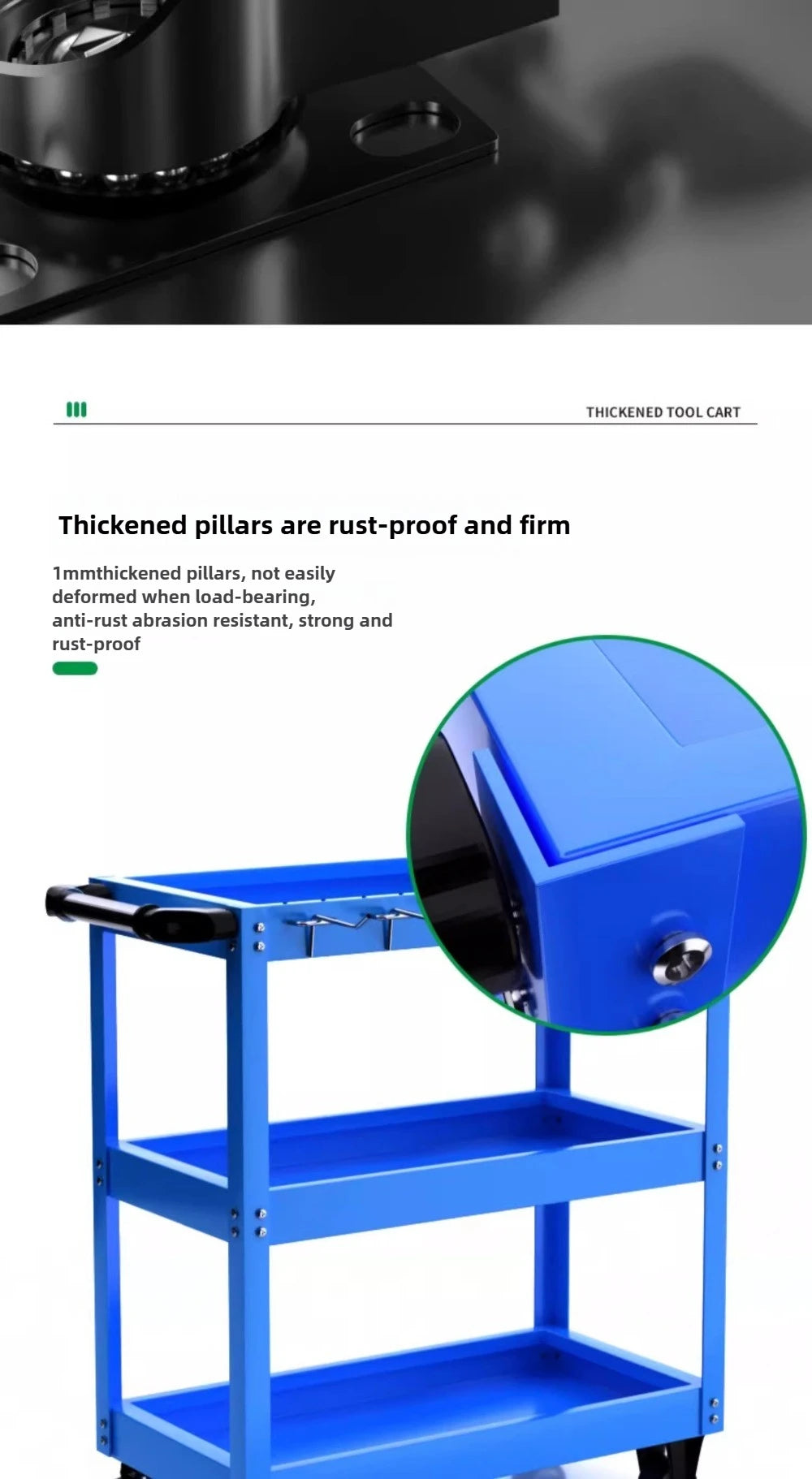 BaoLian-carro de herramientas de taller mecánico, carrito de herramientas con ruedas de freno, caja de herramientas, organizador de gabinete, soporte, estantes de banco de trabajo de garaje