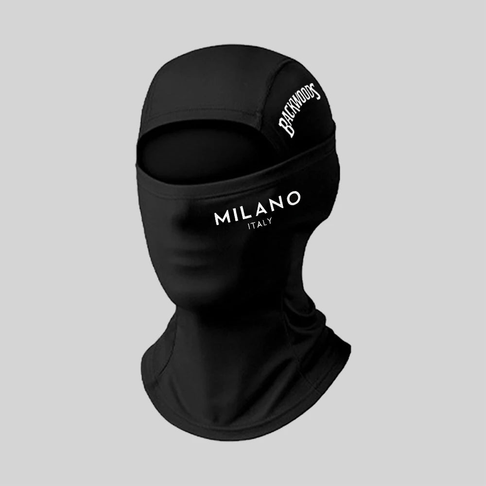 [Pasamontañas BACKWOODS] - Diseño Transpirable de Seda Helada, Diseño con Estampado MILANO, Apto para Deportes al Aire Libre, Protección Solar, Máscara de Esquí