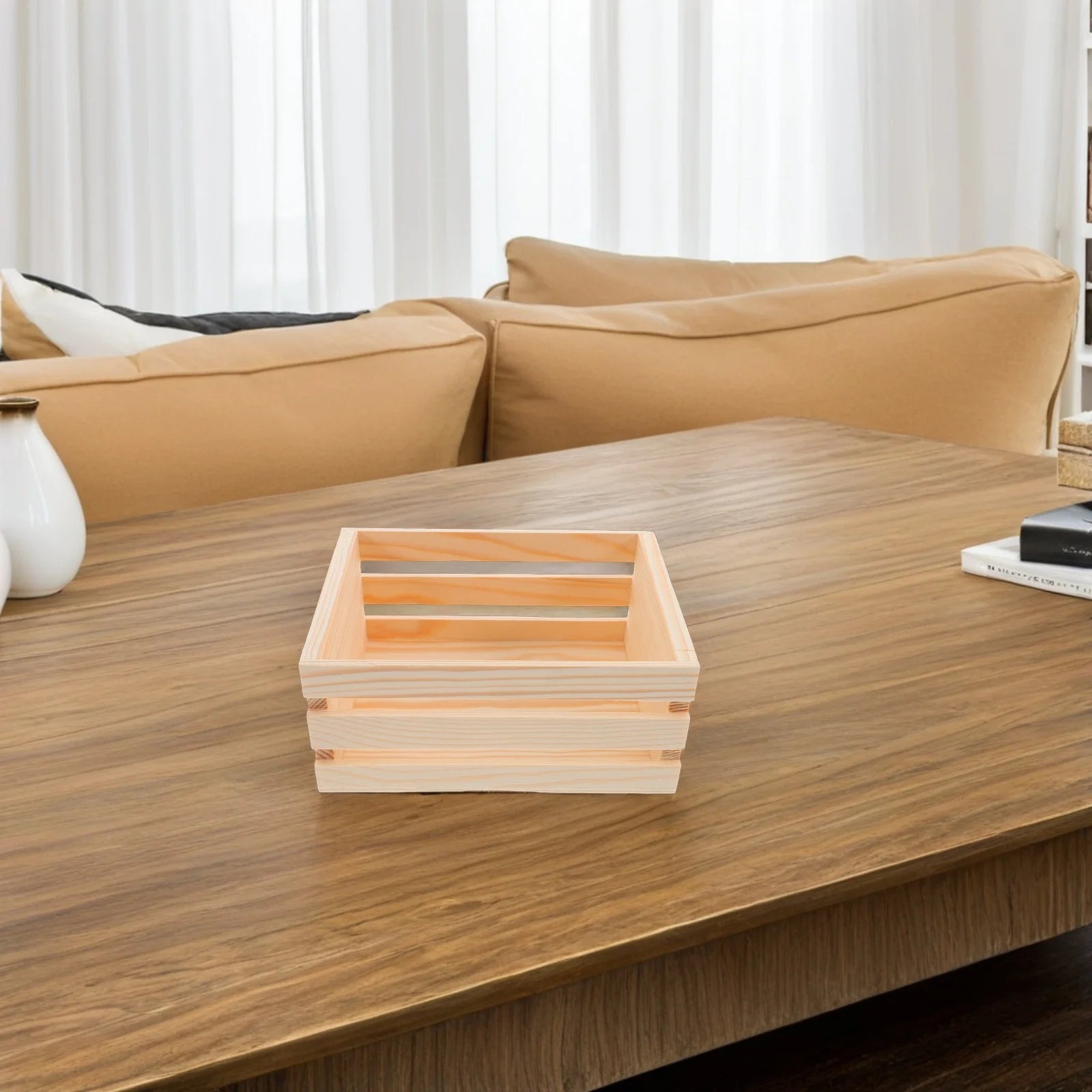 Mini caja de almacenamiento de madera, organizador de escritorio de diseño hueco para mesa de estudio de oficina, cesta de madera pequeña, caja de almacenamiento multifunción