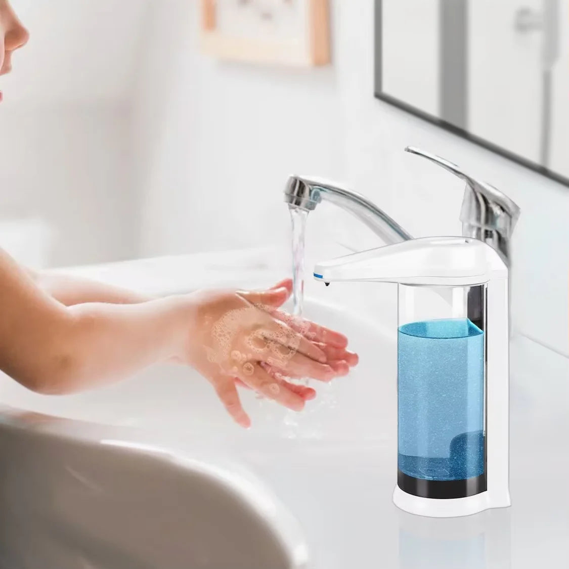 Dispensador automático de jabón líquido SVAVO de 500ml para lavarse las manos, dispensador de jabón líquido para cocina y baño, dispensador inteligente para jabón