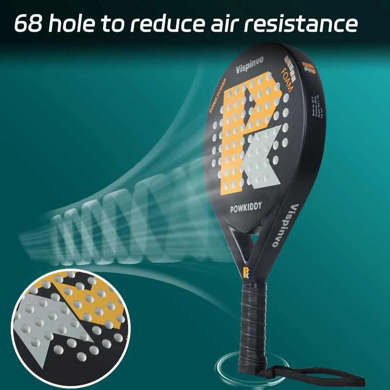 Raqueta de tenis POWKIDDY |   Raqueta de padel, hecha de material de fibra de carbono ultraligero, con fuerte elasticidad y buena calidad