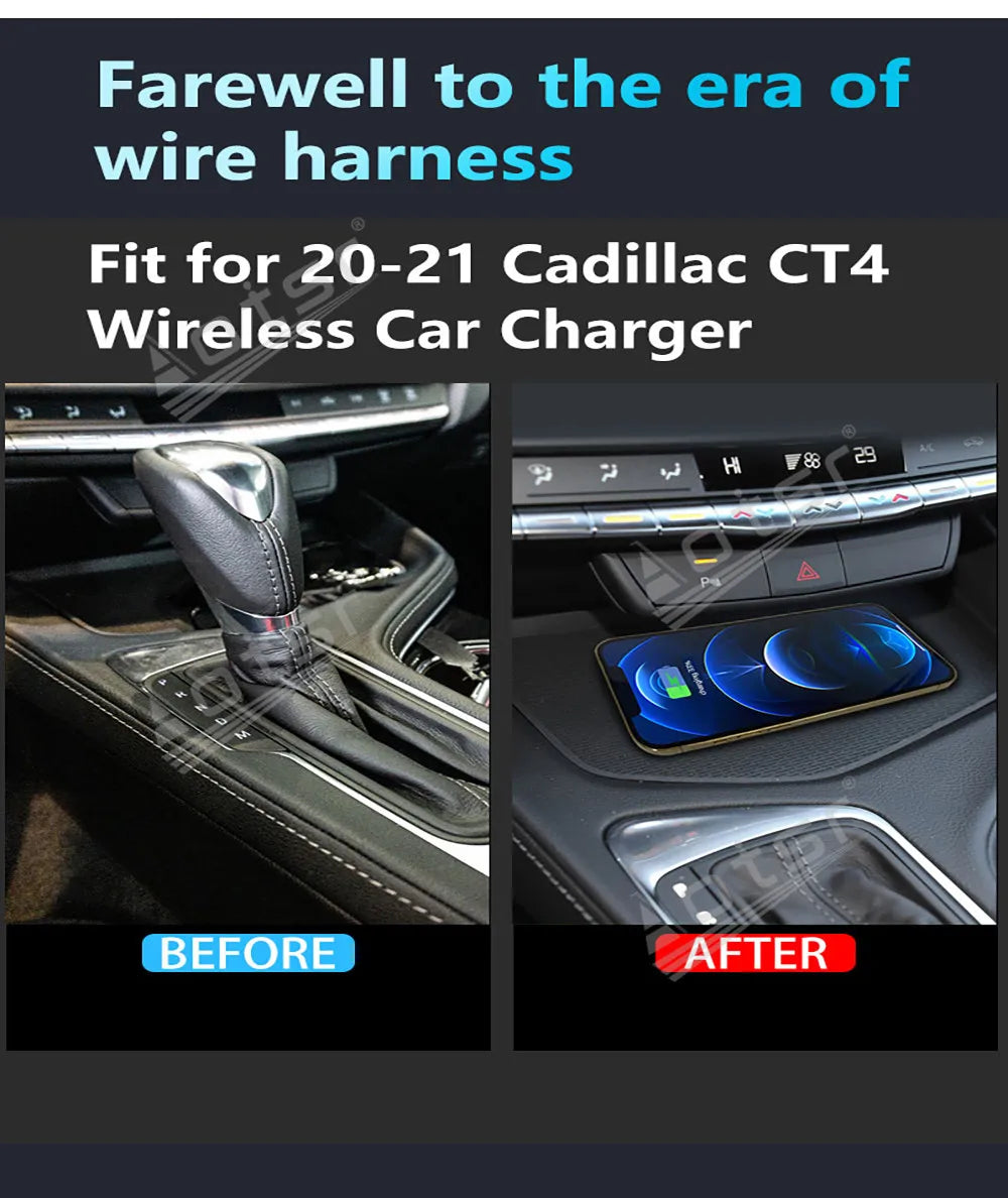 Nuevo producto de carga inalámbrica rápida para automóviles Carga rápida para teléfonos móviles para Cadillac CT4 2020-2021