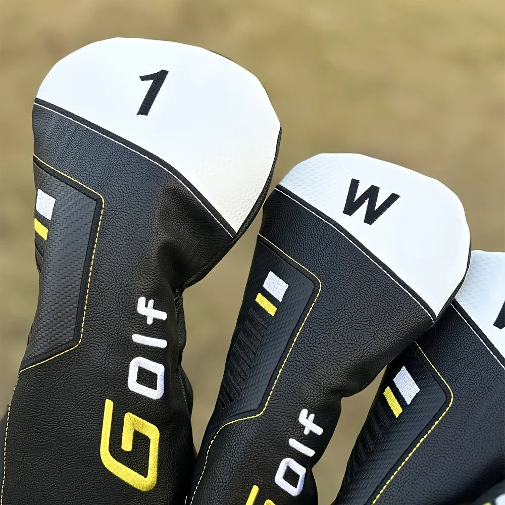 Juego de fundas para cabeza de palo de Golf, Material PU bordado resistente, cubierta protectora para palos de Golf resistente al agua y duradera, 1/4 Uds.