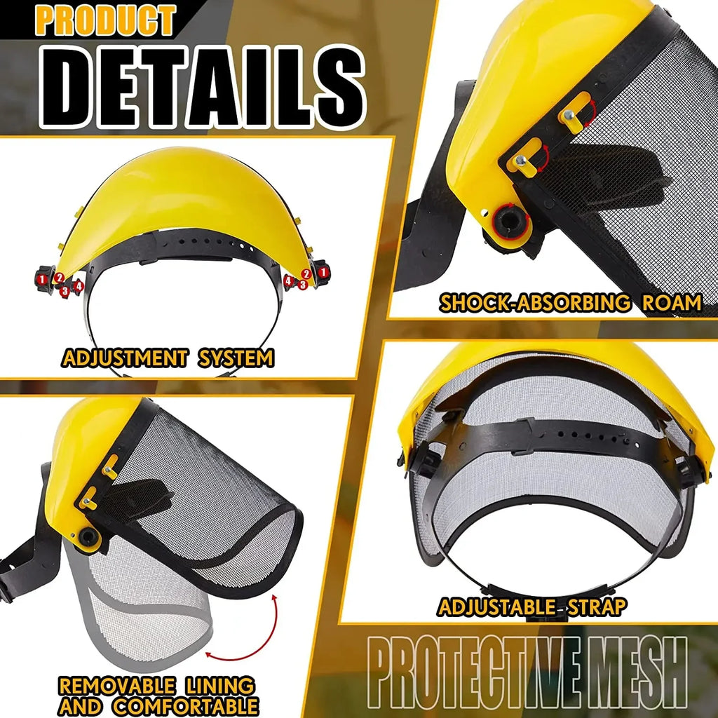 Casco de seguridad para cortadora de césped de jardín, sombrero con visera de malla de cara completa para desbrozadora de registro, protección forestal, alta calidad