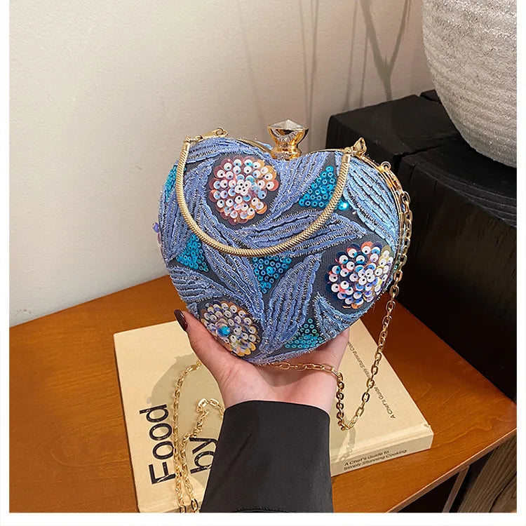 Bolso de mano para mujer 2026Nuevos bolsos de hombro con lentejuelas a la moda europea y americana, bolso de noche de mano Retro para celebridades de Internet