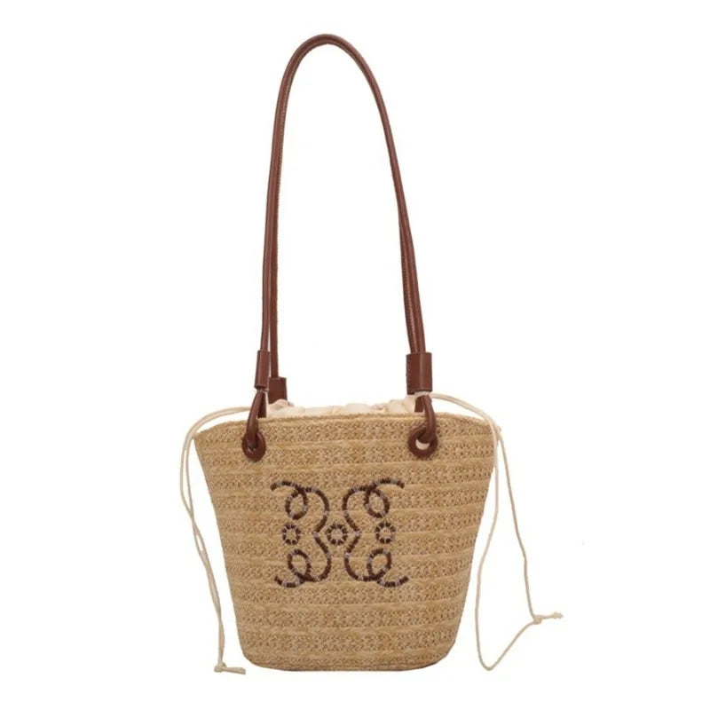 Bolso de hombro Retro a la moda, bolso de mano para mujer, bolso de diseñador de marca de lujo, bandolera de hombro de paja para mujer, bolsos de playa elegantes para mujer