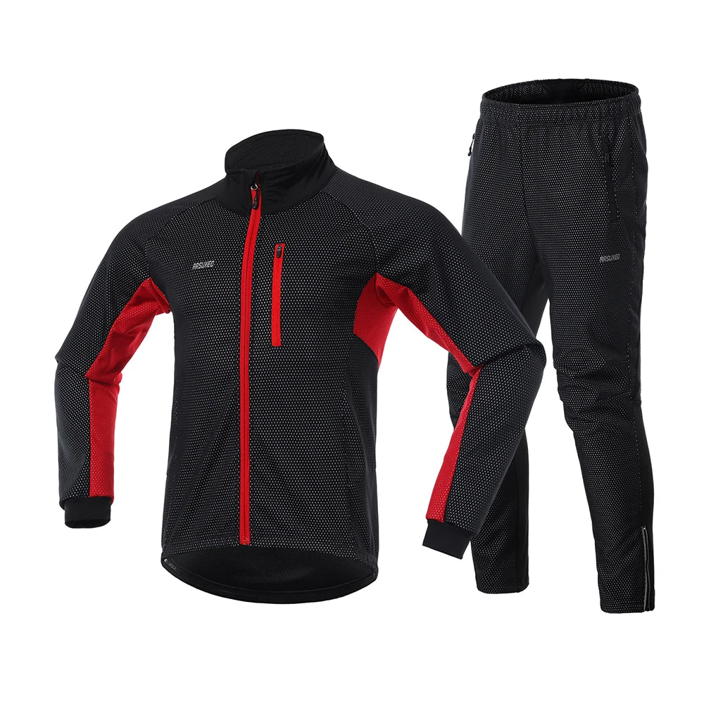 ARSUXEO, chaqueta y pantalones cálidos de invierno para ciclismo para hombre, cortavientos para bicicleta, ropa deportiva térmica, trajes para bicicleta, ropa de ciclismo MTB 20A
