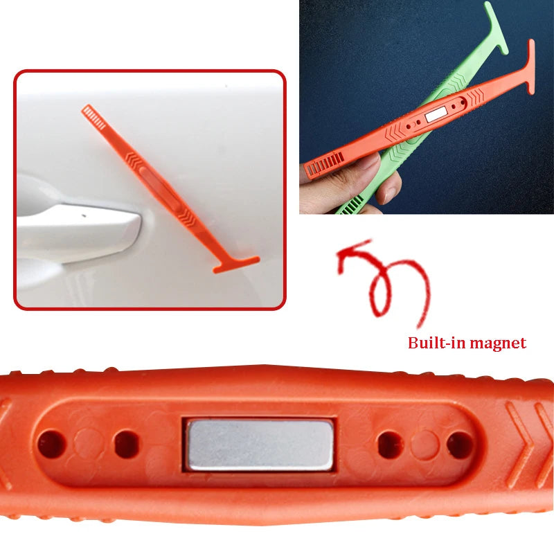 Microescurridor magnético de 3 piezas para coche, herramienta de tinte de ranura para curvas, película de envoltura, esquina de borde, raspador magnético, diferente dureza