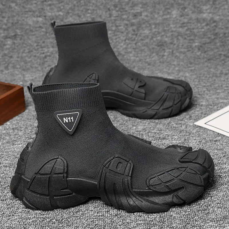 Zapatillas de deporte informales de talla grande 45, zapatos deportivos con suela de pulpo de diseñador para hombre, zapatos de gimnasio con plataforma aumentada de altura de tela de cuero de moda