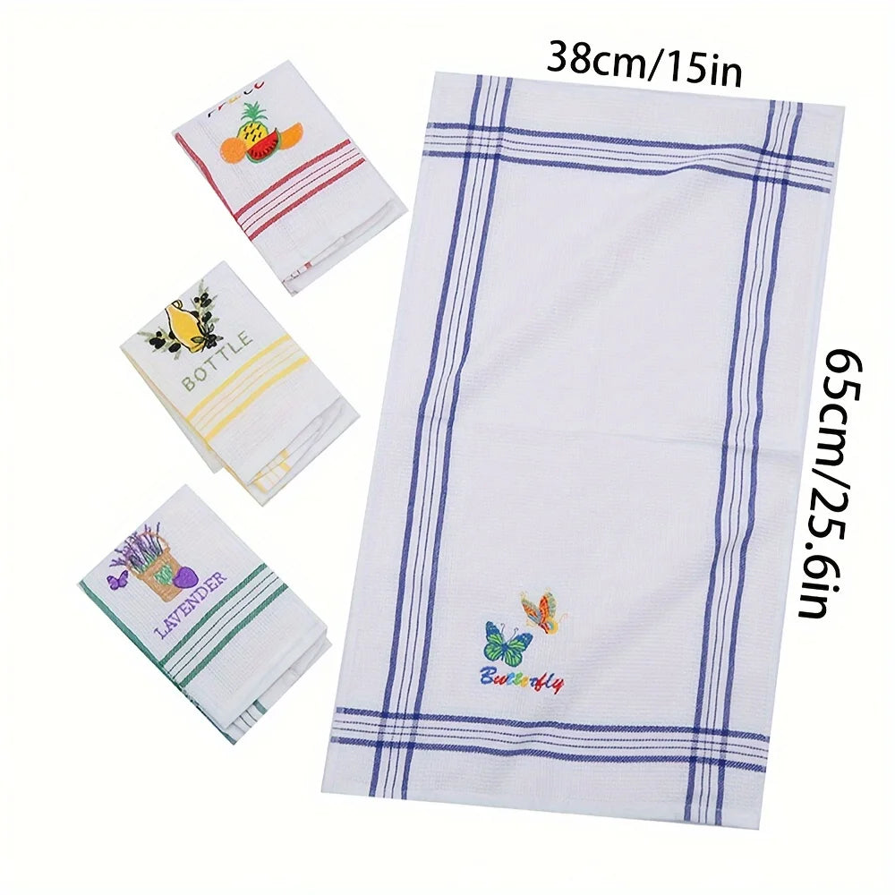 Paquete de 4 paños de cocina grandes, paños de cocina de algodón absorbentes y ultrasuaves, toallas de té/bar de colores brillantes, para lavar y secar platos y artículos para el hogar