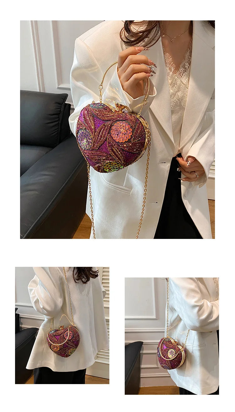 Bolso de mano para mujer 2026Nuevos bolsos de hombro con lentejuelas a la moda europea y americana, bolso de noche de mano Retro para celebridades de Internet