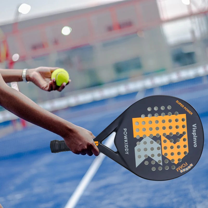 Raqueta de tenis POWKIDDY |   Raqueta de padel, hecha de material de fibra de carbono ultraligero, con fuerte elasticidad y buena calidad