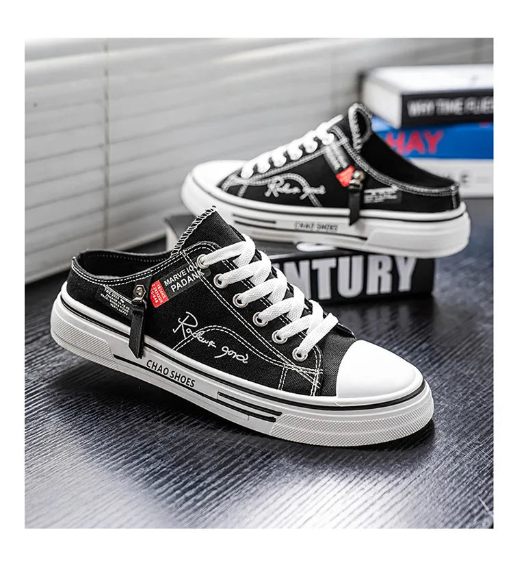 Zapatillas deportivas para hombre, zapatillas de lona transpirables con punta cerrada, mocasines a la moda para hombre, Zapatos para caminar al aire libre 2025, Zapatos de hombre