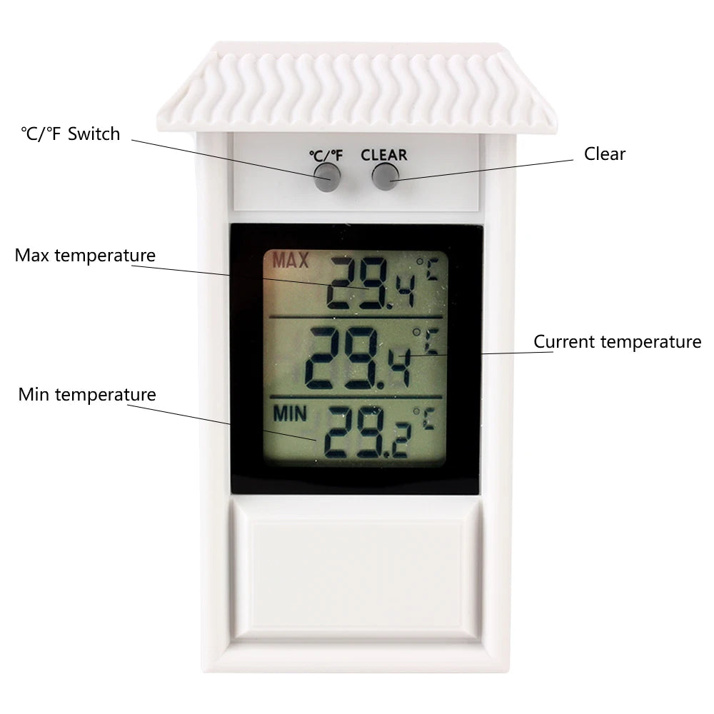 Termómetro Electrónico LCD para el hogar, pantalla Digital, Sensor meteorológico, interior y exterior, máximo Min, para jardín e invernadero