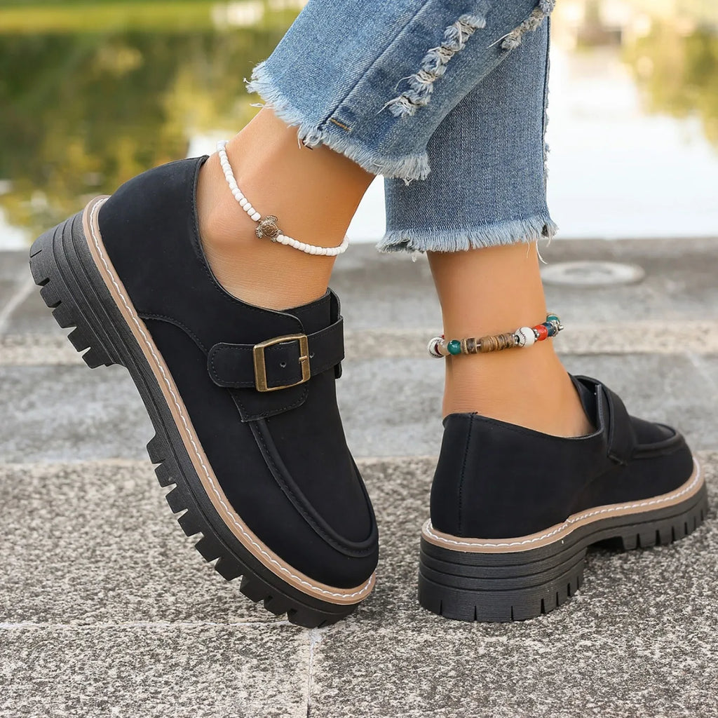 Zapatillas De deporte con plataforma para Mujer, Zapatos planos informales De diseñador De otoño para Mujer, zapatillas cómodas para caminar con hebilla De tendencia, Zapatos De Mujer