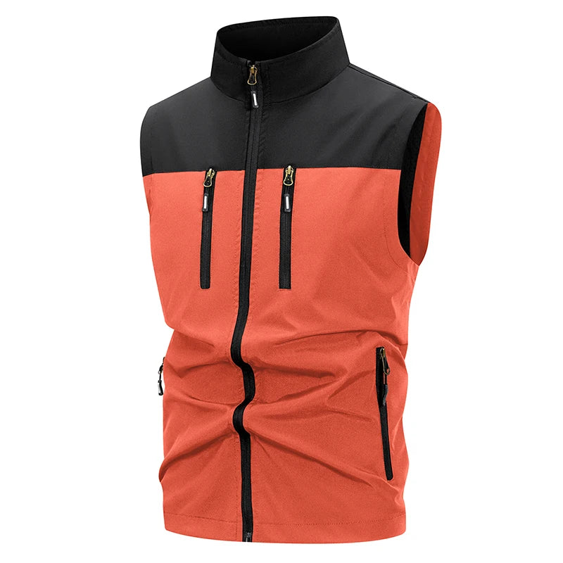 Chaleco Softshell ligero para hombre con bolsillos con cremallera, chaqueta sin mangas a prueba de viento para senderismo, Golf, prendas de vestir al aire libre, cortavientos