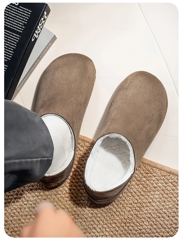 2025 zuecos de moda, zapatillas para hombre, zapatillas planas informales para exteriores, cómodas zapatillas de gamuza de suela gruesa, zapatos de playa antideslizantes para mujer