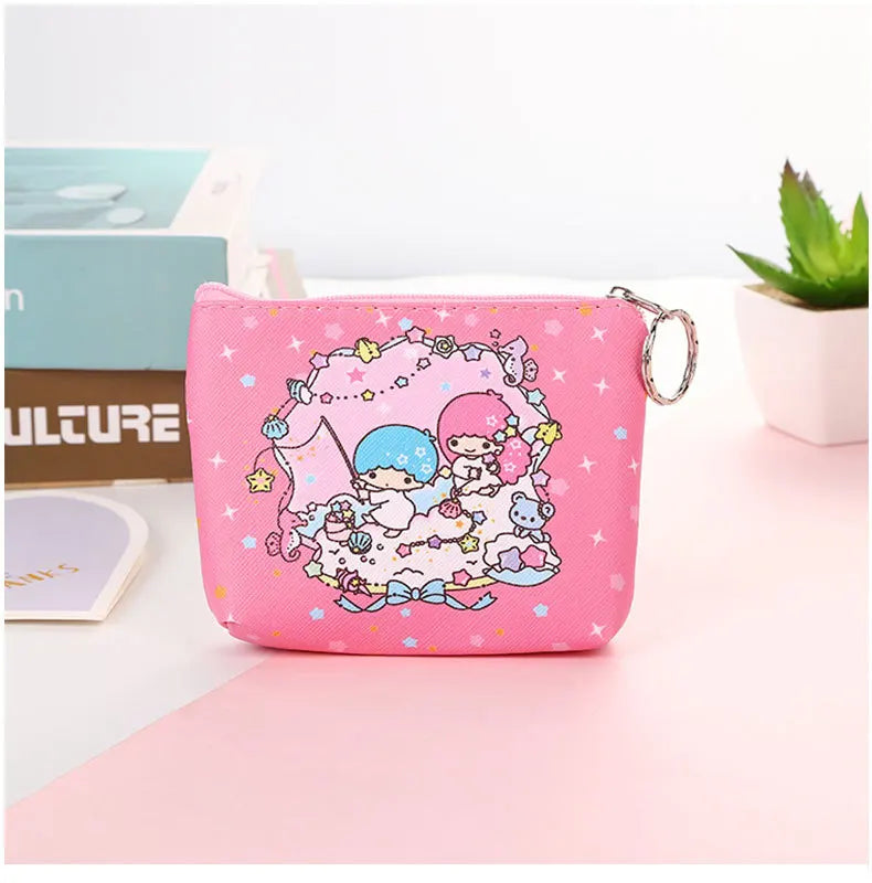 Monedero de Hello Kitty, monederos con dibujos de animales, melodía de PU, bonito bolso tipo billetera, llaveros, bolsa de almacenamiento, Mini bolsa Sanrio Kuromi Kawaii