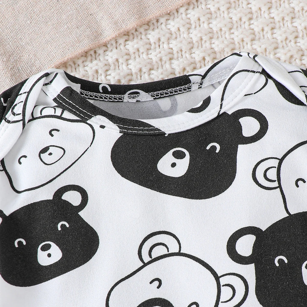 Conjunto de bebé de 0 a 9 meses, mono de manga larga de osito, pantalones, sombrero y calcetines, 4 unidades/juego, ropa de primavera y otoño para bebé recién nacido