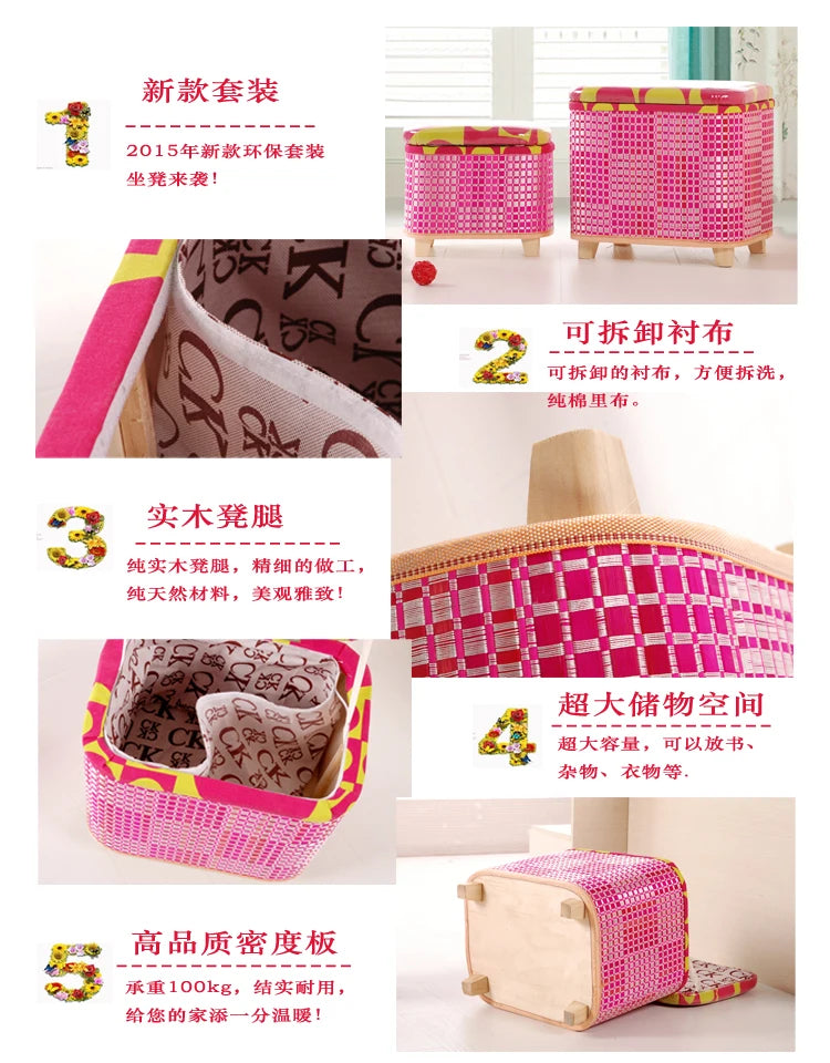 Taburete de almacenamiento tejido de bambú ecológico, caja organizadora multifuncional de madera, banco de sofá para pasillo, balcón, reposapiés para zapatos