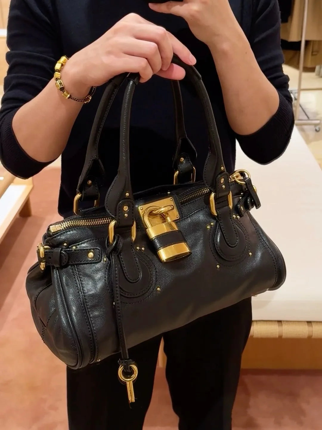 Bolso con Cabeza de Candado Retro, Bolso con Almohada con Remaches, Bolso de Chica Estilo Millennium, Bolso Cruzado para Ir al Trabajo