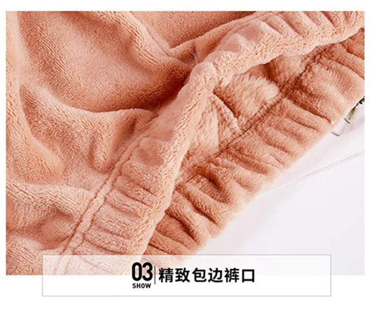 Pijamas para mujer en invierno, ropa gruesa de terciopelo Coral para el hogar para otoño, se puede usar, traje holgado y cálido de manga larga