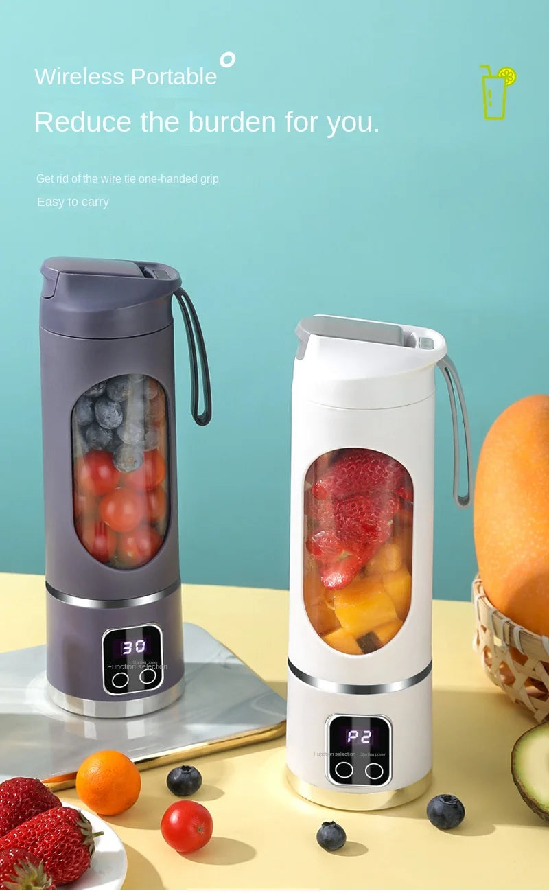 Máquina mezcladora doméstica, licuadora portátil, exprimidor eléctrico triturado con 3 velocidades, 450ML, gran capacidad, pantalla Digital, taza de jugo