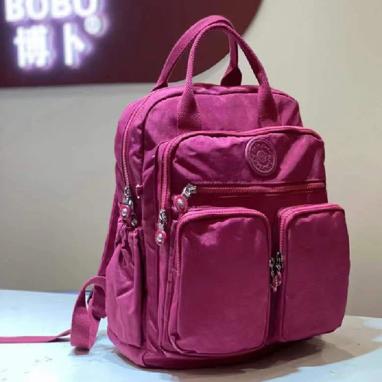 Mochila de moda para mujer, impermeable, de nailon, con mango suave, sólido, multibolsillo, con cremallera de viaje, mochilas escolares femeninas, mochila para ordenador portátil