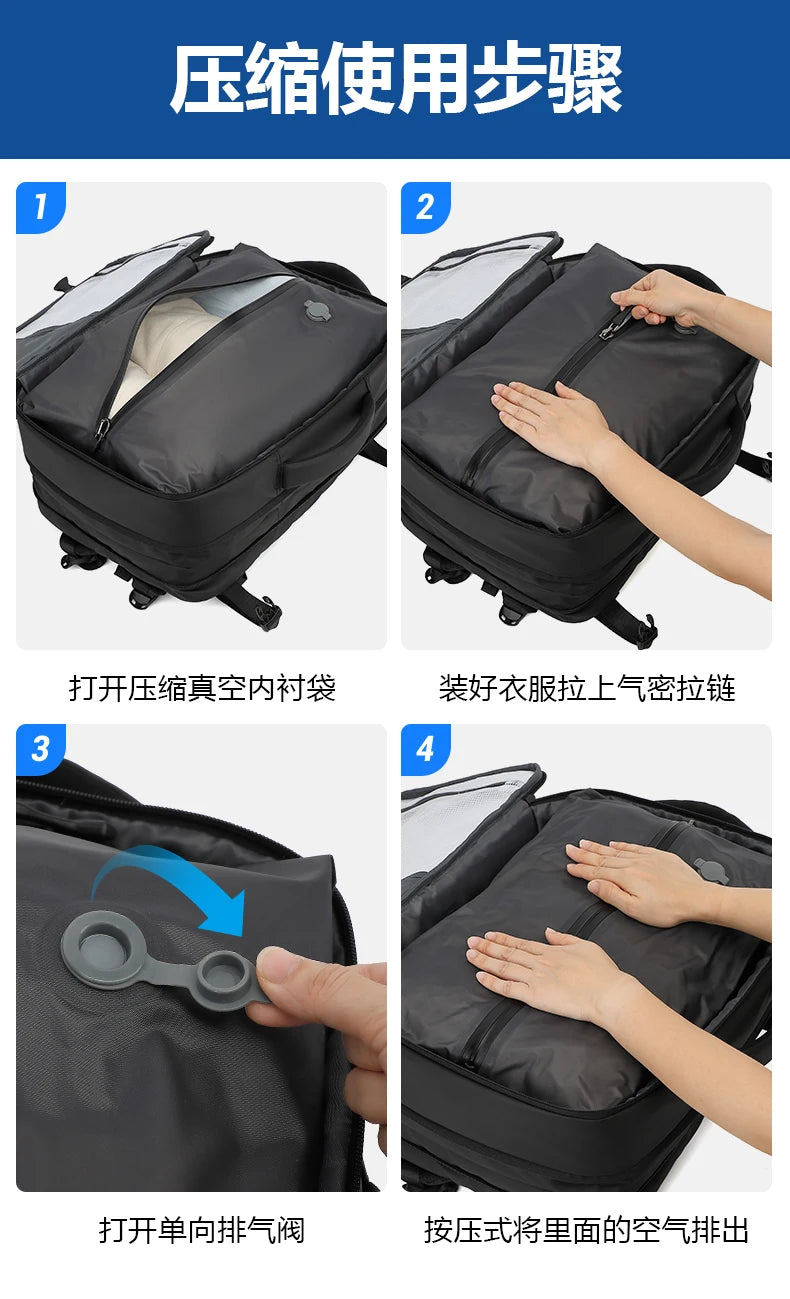 Mochila para hombre, bolsa de viaje multifuncional, compresión al vacío, impermeable, para viajes de negocios, nueva mochila para parejas