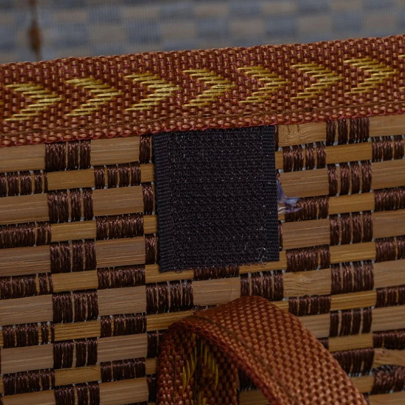 Cesta de frutas tejida de bambú plegable, mango de mano, cesta de comida para compras de frutas, cesta de almacenamiento de alimentos para Picnic para exteriores