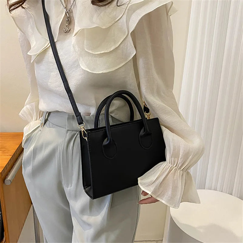 Elegante bolso negro con asas dobles, bolso cruzado elegante, bolso pequeño retro y elegante para mujeres y niñas, uso diario, trabajo, fiesta