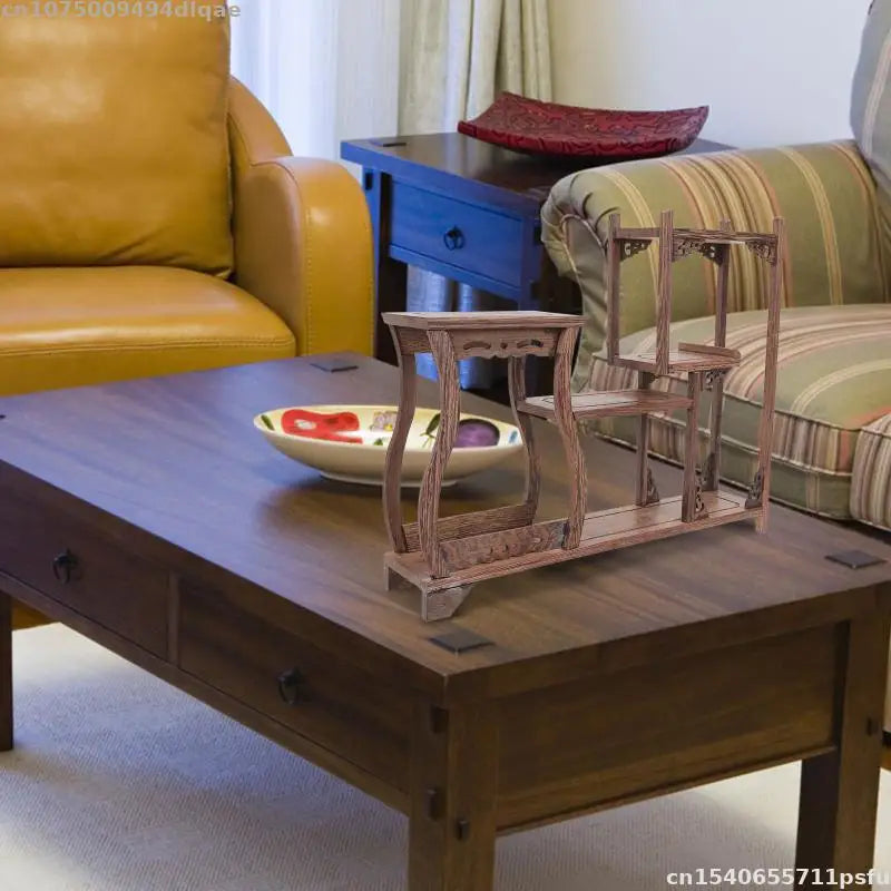 Estante de Almacenamiento de Madera Maciza Natural, Soporte de Almacenamiento para Cocina, Estante Decorativo para Jarrones, Bonsáis, Plantas, Figuras, Juegos de Té