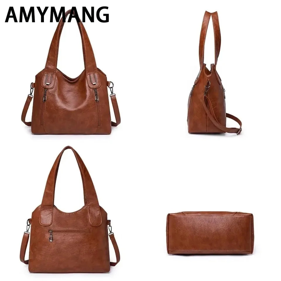 Bolsos de mano de Color sólido a la moda para mujer, bolso de mano de cuero suave, bolsos cruzados grandes informales para mujer, nuevas bolsas de mensajero de hombro