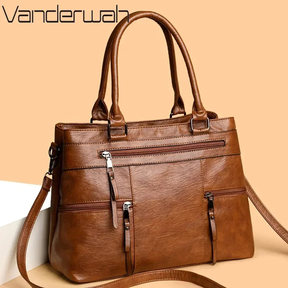 Bolso elegante para mujer, bolsos con asa superior de cuero de alta calidad, bolso de hombro tipo bandolera para mujer, bolso informal grande 2025