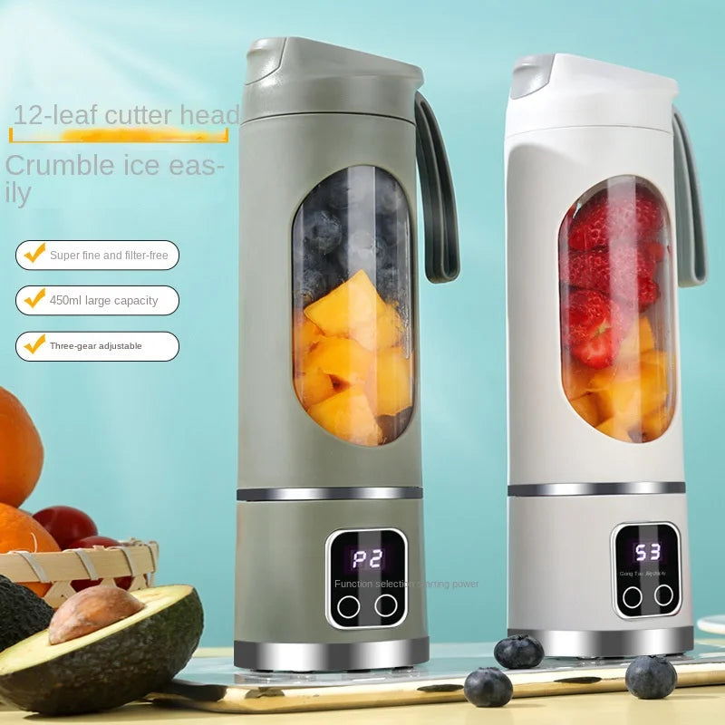 Máquina mezcladora doméstica, licuadora portátil, exprimidor eléctrico triturado con 3 velocidades, 450ML, gran capacidad, pantalla Digital, taza de jugo