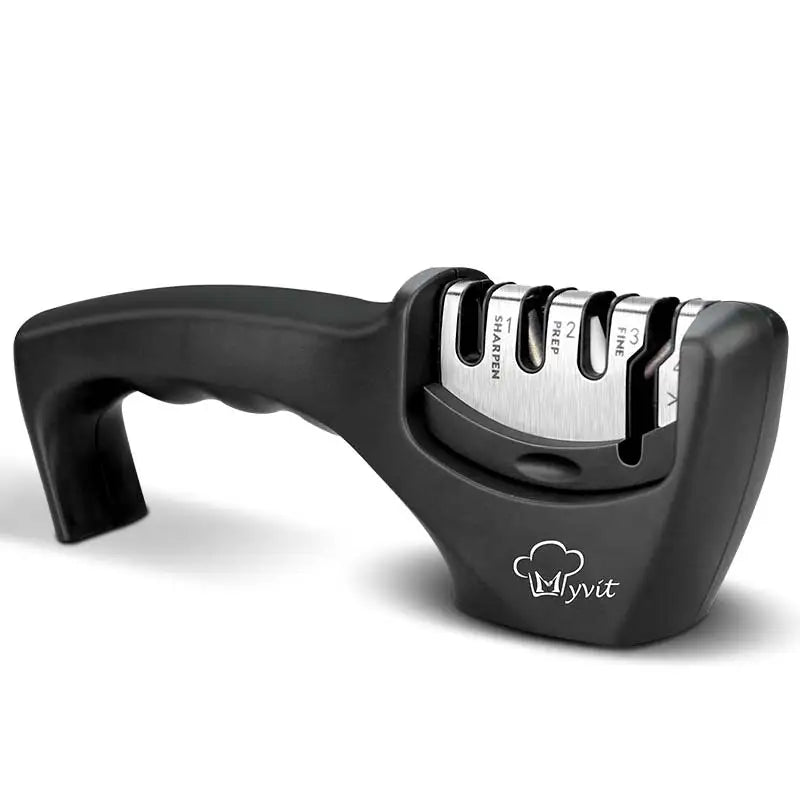 Afilador de cuchillos 4 en 1 con revestimiento de diamante y varilla fina, tijeras, sistema de afilado, cuchillas de acero inoxidable