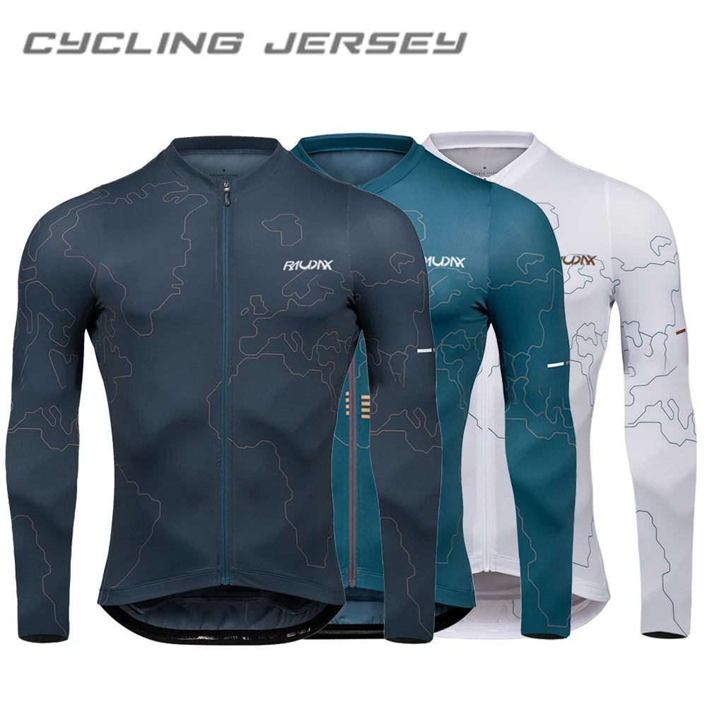 Raudax-Camiseta de Ciclismo de manga larga para hombre, Ropa de Ciclismo con protección UV, Ropa de Ciclismo de carreras, camisetas para montar en bicicleta, verano